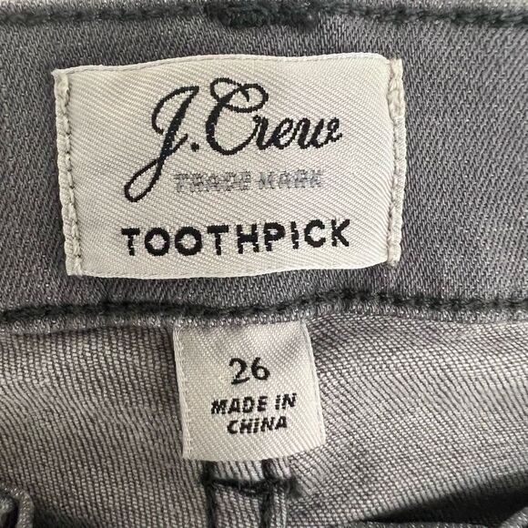 J. Crew Women's Gray Mid-Rise Toothpick Skinny‎ Stretch Ankle Jeans Size 26 - Picture 8 of 16